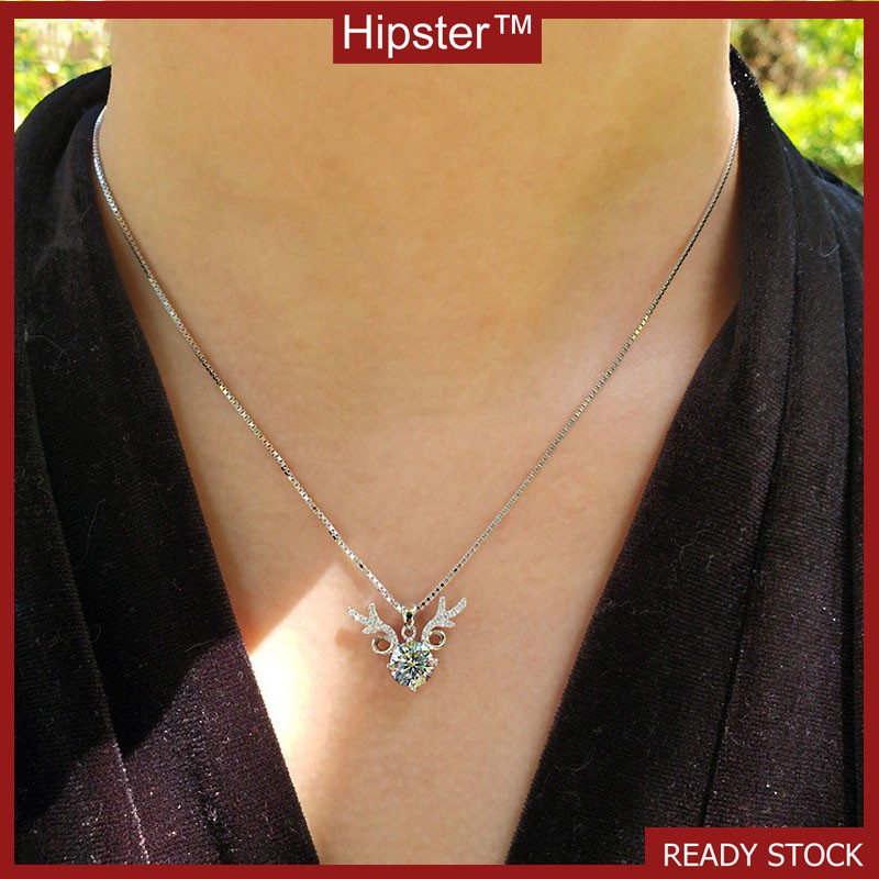 Hot Sale Classic Light Luxury Moissanite Antlers Pendant Necklace