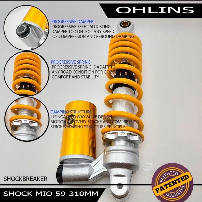 Shock Tabung Bawah OHLNS Ukuran 310MM Dan 330MM SKOK BELAKANG VARIO BEAT SCOOPY MIO FINO SPACY DLL