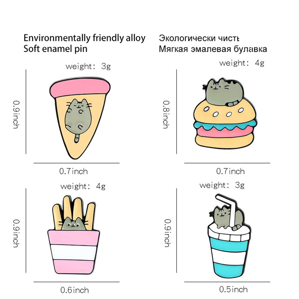 Bros Bentuk Kartun Kucing Burger Kentang Goreng Pizza Warna Abu-Abu Untuk Aksesoris Pakaian