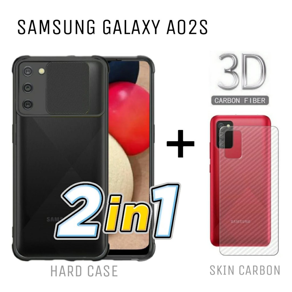 Promo Case SAMSUNG GALAXY A02S Paket 2in1 Hard Case Fusion Sliding Free Skin Carbon