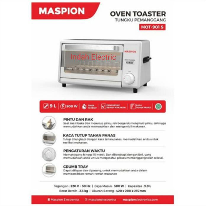 OVEN TOASTER MASPION MOT -901S/MASPION OVEN LISTRIK MOT -901S (9LITER) TERBARU