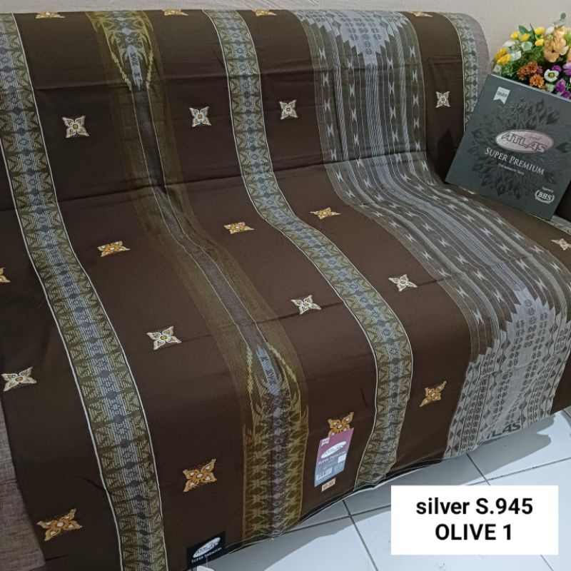 Sarung Atlas Super Premium S.945 silver / Sarung Atlas Suprem Silver S.945 /SarunG Atlas Hitam Atlas