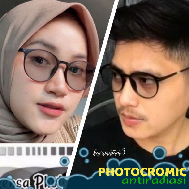 Kacamata Gadget(black)Photocromic Antiradiasi gratis box lap cairan pembersih kacamata