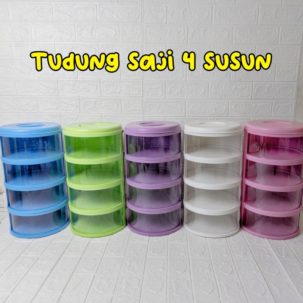 Food Storage 4 Susun Food Cover Layer Penutup Makanan Tudung Saji Susun 4 Tingkat Tri J