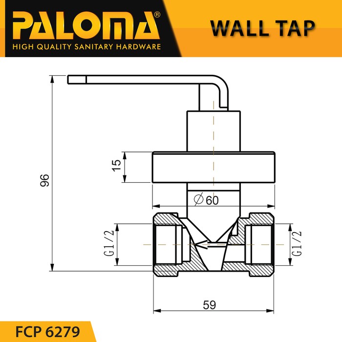 PALOMA FCP 6279 Keran Stop Valve Tanam Shower Mandi Tembok Kran Air