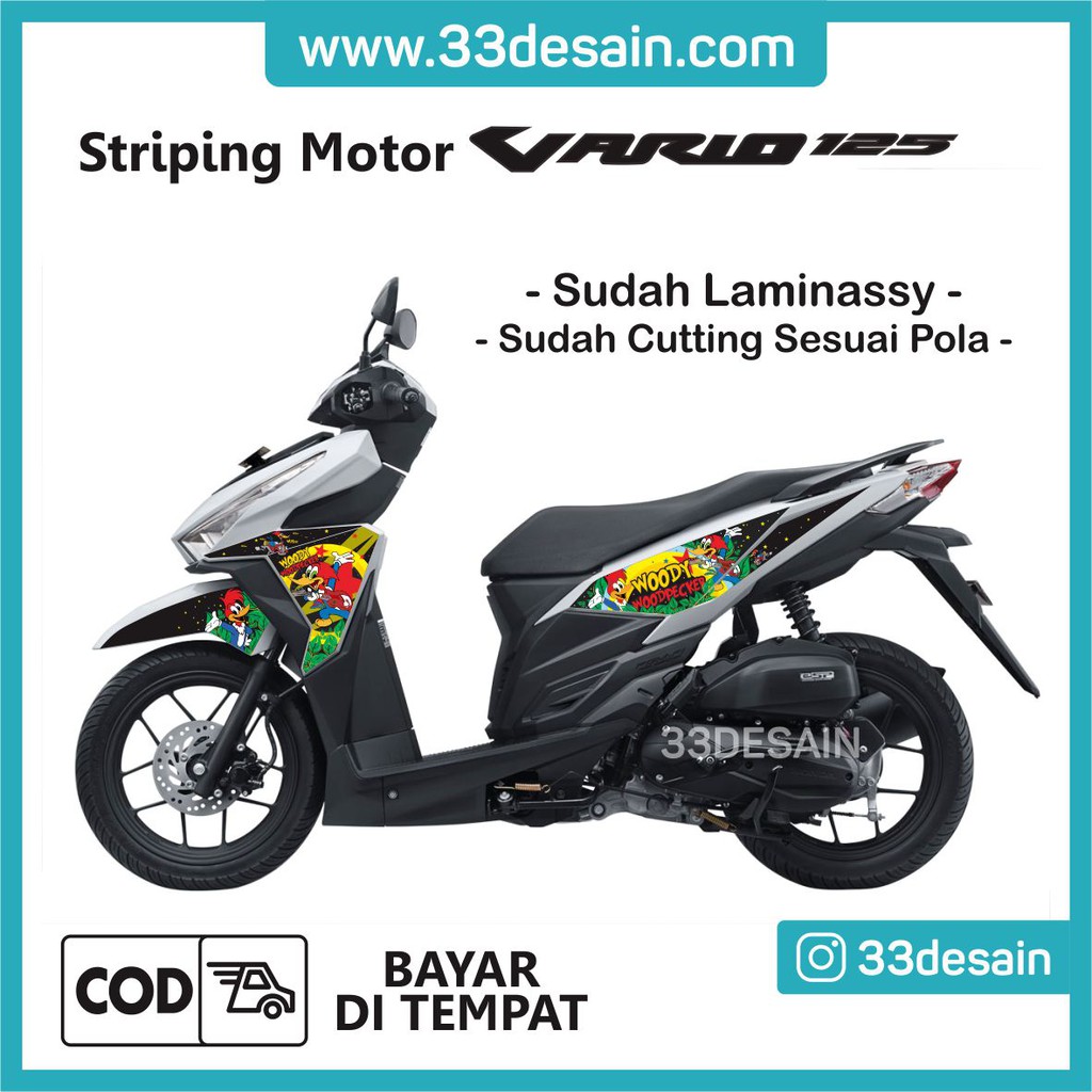 Aksesoris Stiker Motor Sticker Striping Motor Vario 125 ESP Woody Woodpecker 16 33Desain Shopee Indonesia