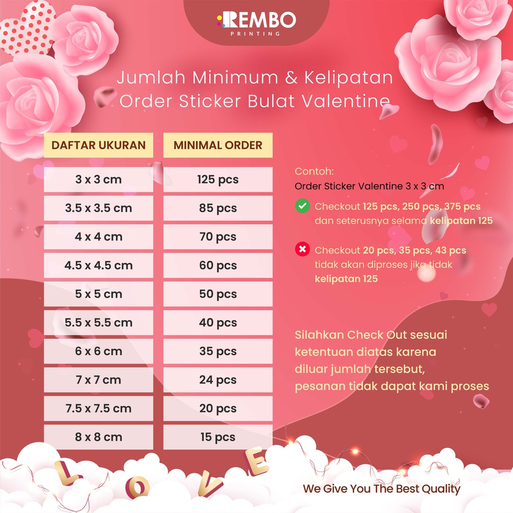 Sticker Valentine - Sticker VINYL/CHROMO Bulat [Valentine Edition] Gambar Logo Cetak Label Stiker Makanan Toples Botol Kemasan Valentine 2023 Hari Kasih Sayang