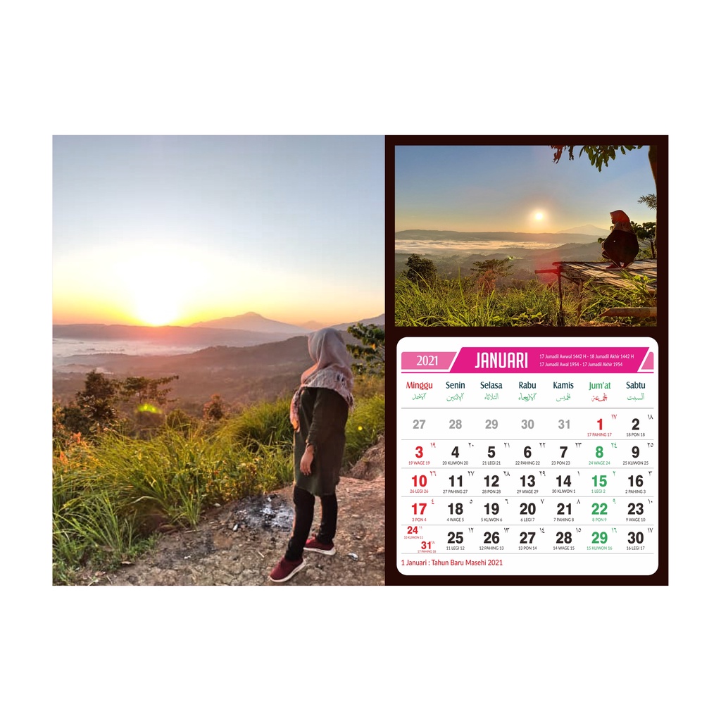 Kalender duduk 12 lembar LANDSCAPE