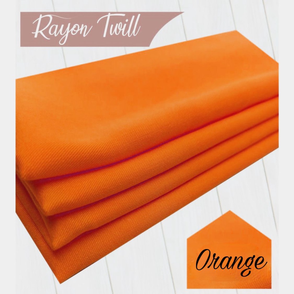 Multi kain rayon twill viscose sakura polos premium quality soft lembut tebal harga eceran-orange