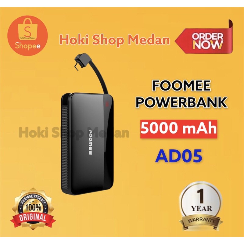 FOOMEE POWERBANK AD05 5000 mAh GARANSI 1 TAHUN