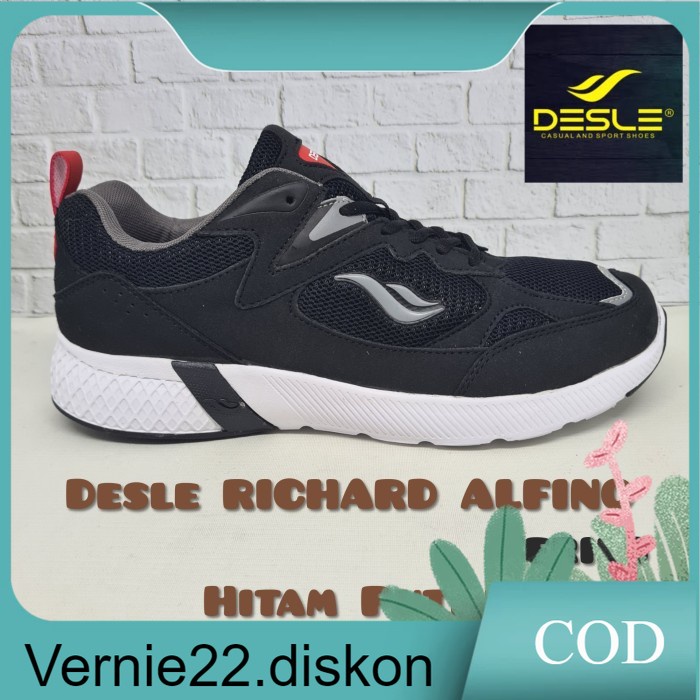 Sepatu Olah Raga Running DESLE RICHARD ALFINO (Original) - Hitam Putih, 38