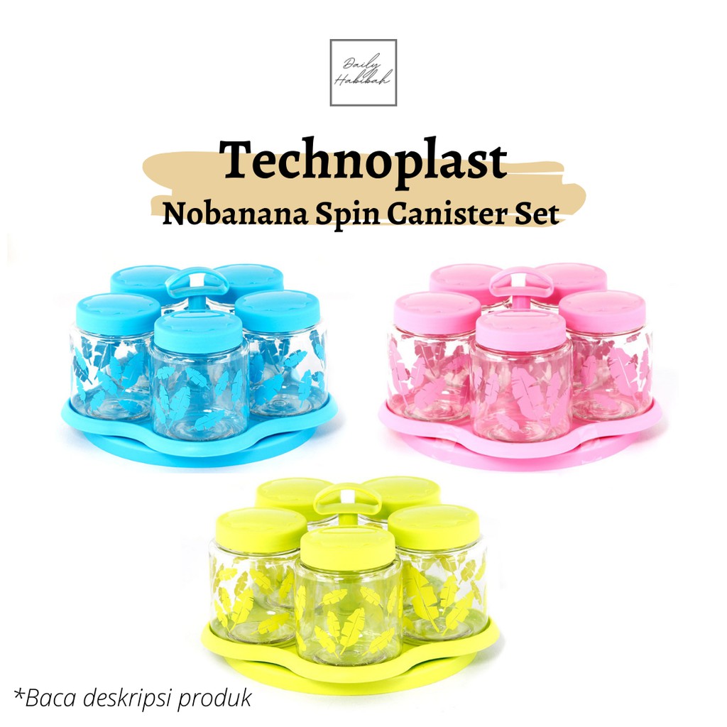 Nobanana Spin Canister Set Blue/ Toples Plastik/ Toples Kue/Toples Lebaran/Toples Lucu/Toples Biru
