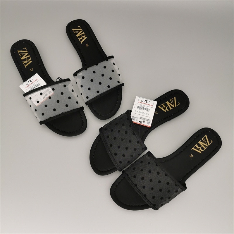 [IMPORTTMURAH] READY!!! SANDAL WANITA SELOP Z4RA MOTIF POLKADOT IMPORT PREMIUM #188900