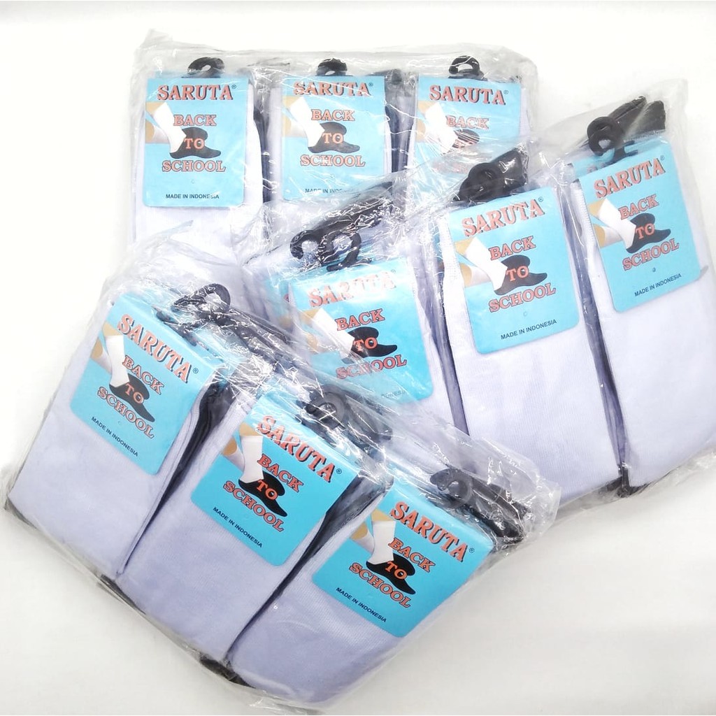 Kaos Kaki Sekolah Hitam Putih  Paket 1 Lusin