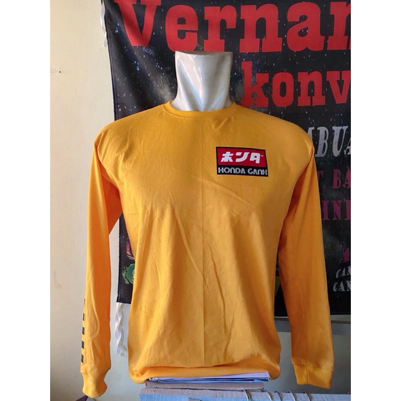 Kaos Racing HONDA GANK lengan panjang Premmium Mustard free sticker/T-Sirt Honda Gank Premmium