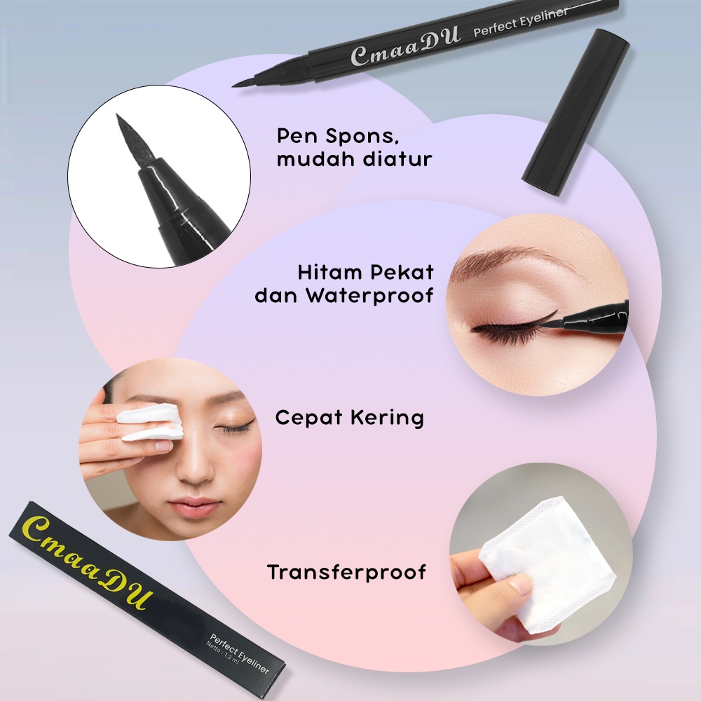 [BPOM] CMAADU Perfect Eyeliner Pen Pensil Eyeliner Warna Hitam Waterproof Tahan Lama Original