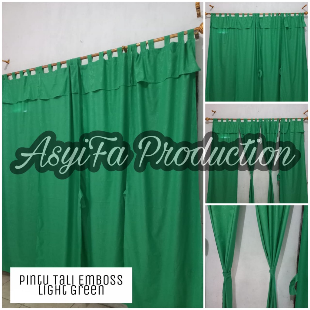 PROMO  Gorden Pintu Polos Bisa Juga Jendela Polos Emboss Warna Hijau Tosca 