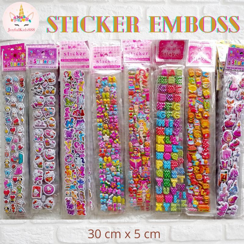 EMBOSSED STICKER 30 cm/ stiker reward anak emboss timbul panjang/ blink sticker /