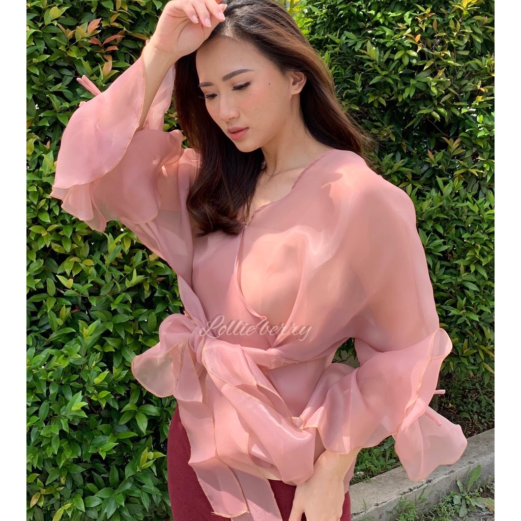 ASTER TOP / BLOUSE ORGANZA /RUFFLE MAKEUP / TOP RUFFLE /ATASAN ORGANZA /ORGANZA TOP /BLOUSE/baju bri