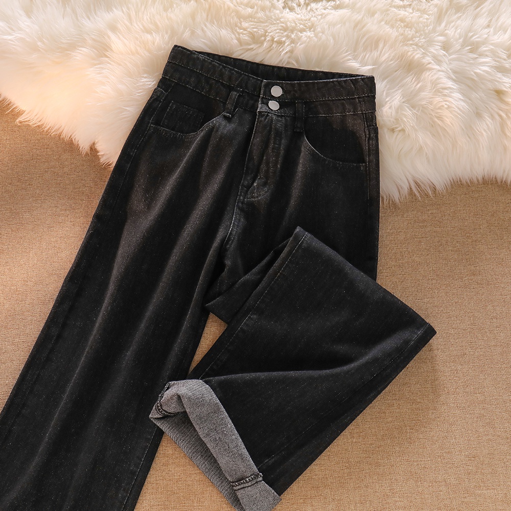 Korean Celana Panjang (Biru/Hitam) Jeans/Highwaist Straight Loose Jeans/Celana Jeans Wanita