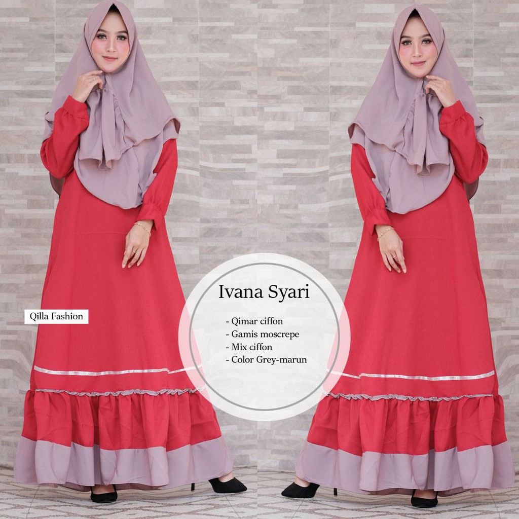 IVANA SYARI MATT KHIMAR CIFFON GAMIS MOSCREPE BY QILLA
