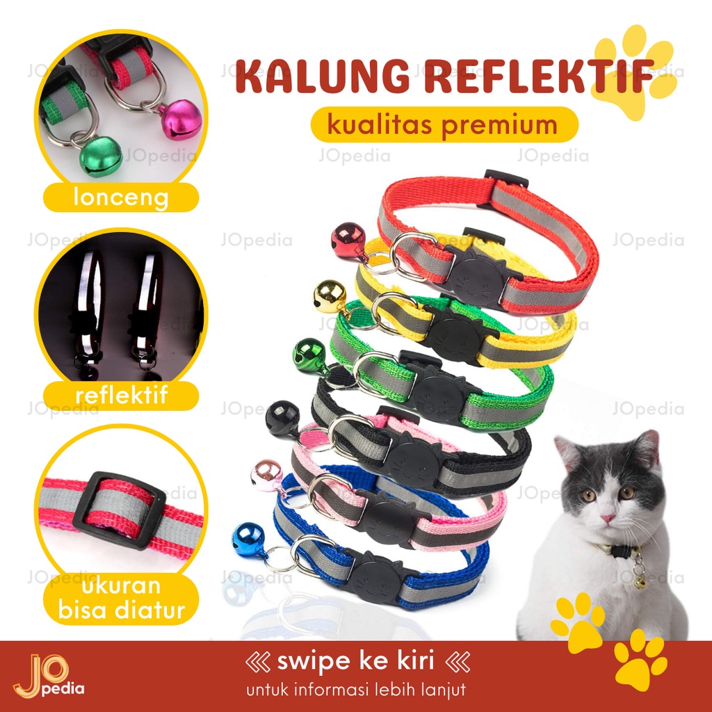 KALUNG Kucing Anjing Kelinci Reflektif Kalung Lonceng Dog Cat Collar Bell