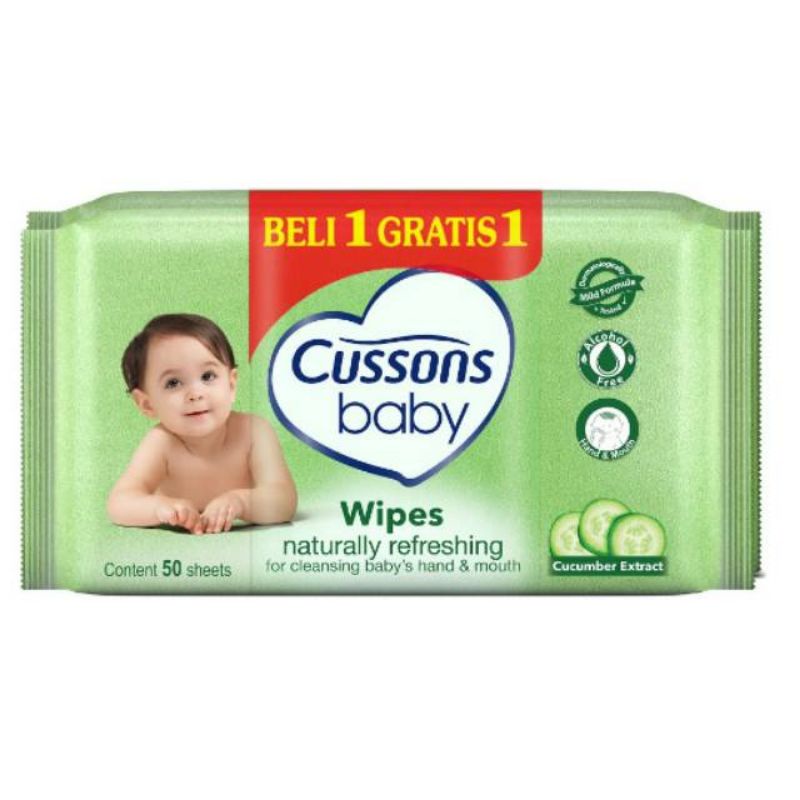Jual cussons baby wipes naturally refreshing (2*50sheet) Shopee Indonesia