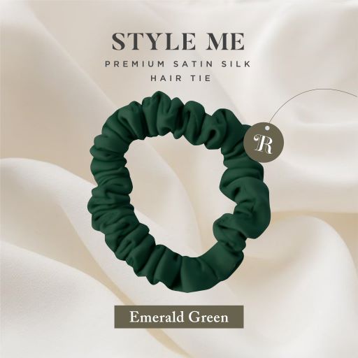 Scrunchies Premium Satin Silk MINI The Rituale | Ikat Rambut Kuncir Hijab Cepol | Anti Rontok Pusing-Emerald Green