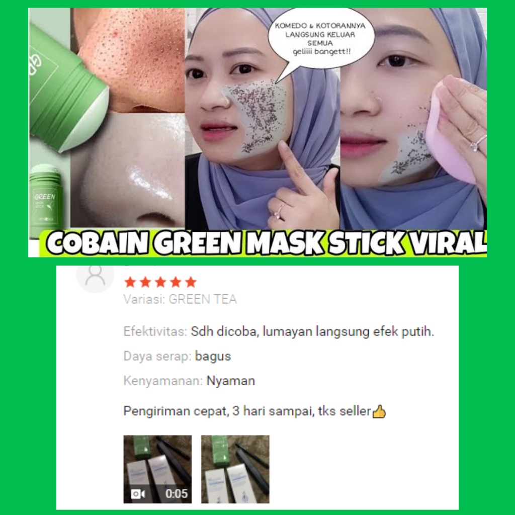 Green Tea Mask Stick Meidian Masker Wajah Penghilang Komedo Pori Pori Pria Dan Wanita Paling Ampuh 40 Gram 100% Original