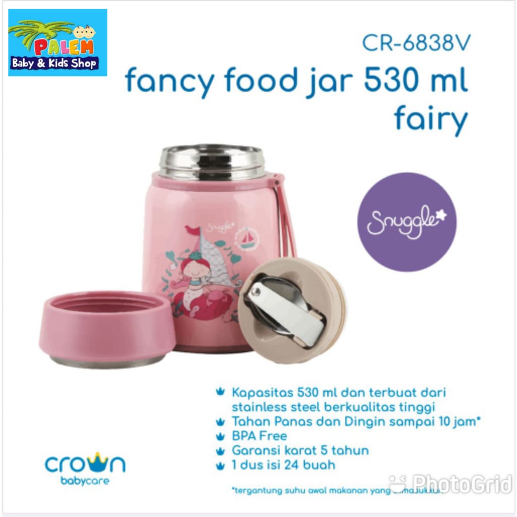 Crown Snuggle Fancy Vacuum Jar CR-6838 Thermos Penyimpanan Makanan 530ml