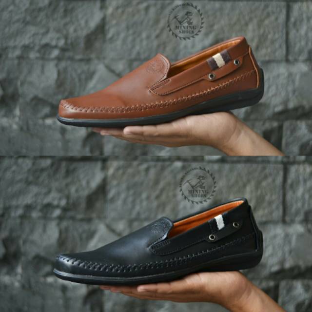 [COD] sepatu slop pria original mining / slip on pria pansus bahan kulit sintetis import santai