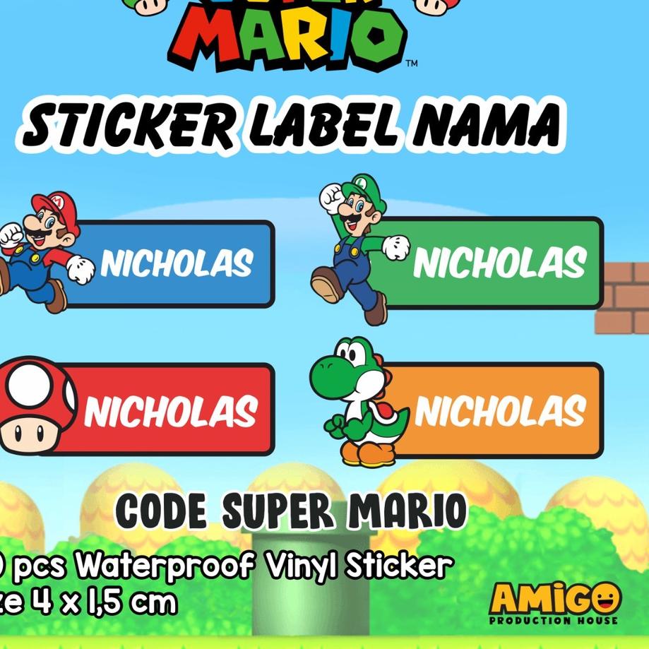 

✱Ready❂➨ Stiker Label Nama Anak Disney Duffy Peppa Pig Sesame Street Toy Story Roblox Super Mario Bros lucu sticker karakter sticker buku 64 ➨