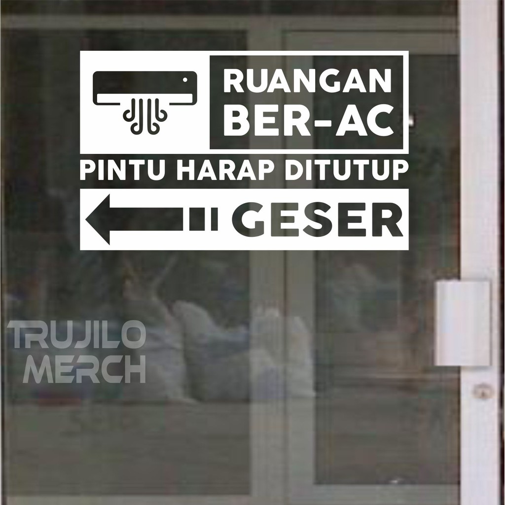 Stiker Cutting Dekorasi Pintu Toko Cafe Kantor - Ruang Ber ac pintu geser