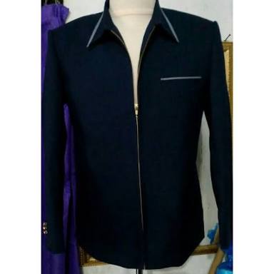 (BAHAN JETBLACK) jasket hitam lis putih/JAS PRIA/LAKI LAKI/COWOK/JAS WANITA/JAS GURU/JAS SANTRI/JAS 