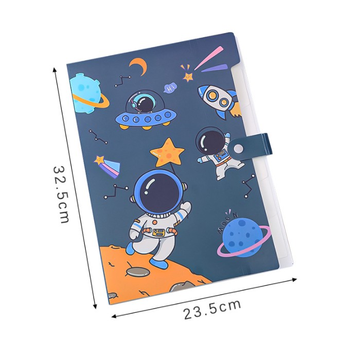 Map Folder Organizer Gambar Luar Angkasa Austronaut 6 Sekat / Map Folder A4 Motif Astronot Imut / Map Plastik 6 Sekat