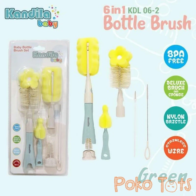 Kandila Baby Bottle Brush Set 6in1 Sikat Pembersih Botol dan Dot Bayi WHS