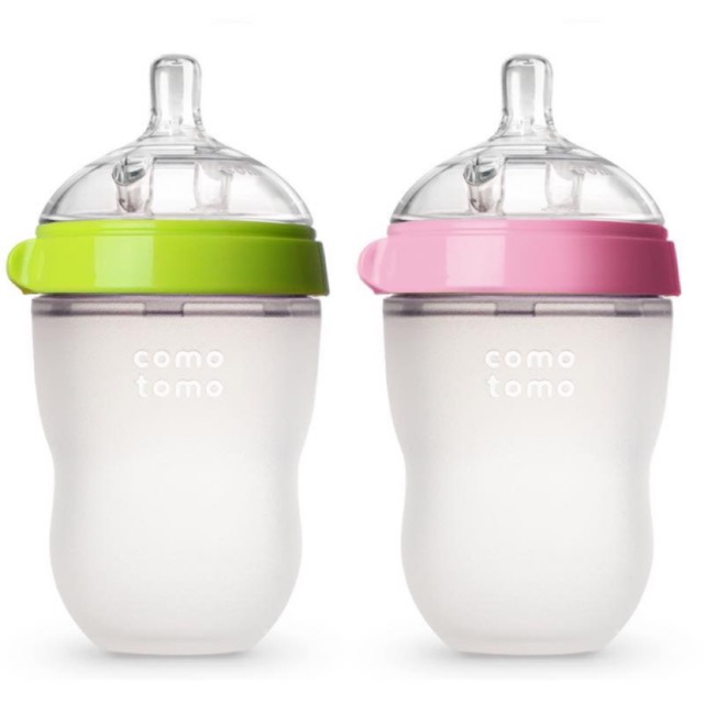 COMOTOMO PINK/GREEN 250ML SINGLE PACK BOTTLE - botol susu comotomo | dot bayi