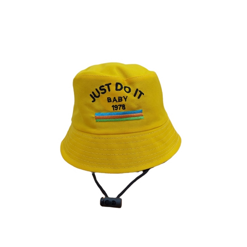 Bucket Hat Anak Tali Just Do It / Bucket Tali Anak Bordir Just Do It Usia 2-7 Tahun