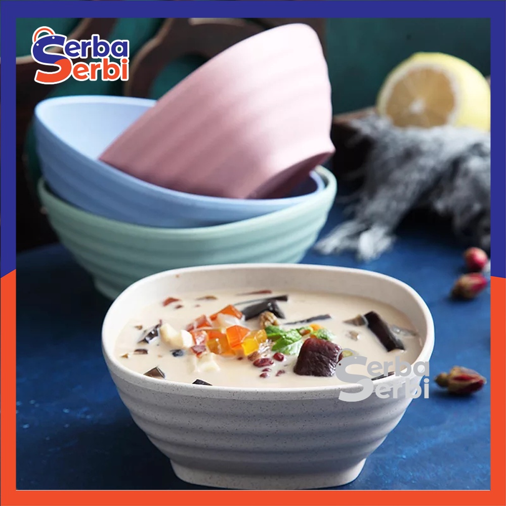 SerbaSerbiGrosir - Mangkok Plastik Bahan Jerami Gandum Wheat Straw Bentuk Persegi Murah Bagus