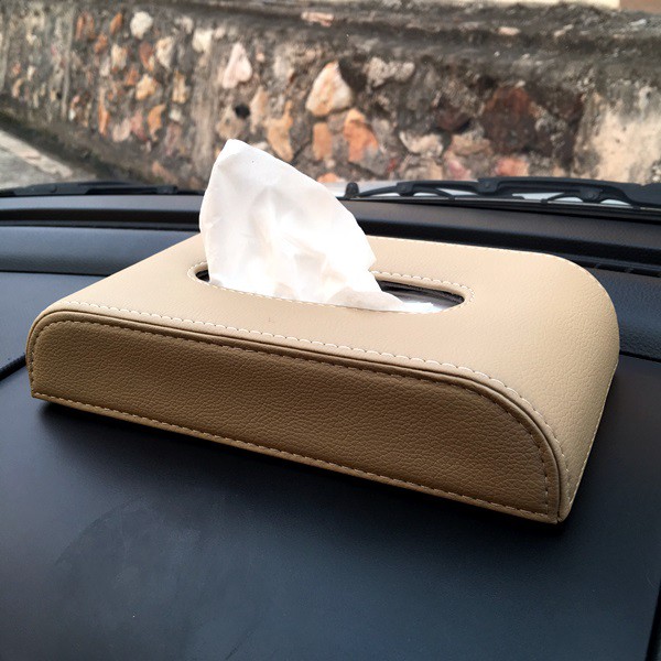 Kotak Tempat Tisu Mobil Car Dashboard Tissue Box Kulit Sintentis Bentuk D POLOS
