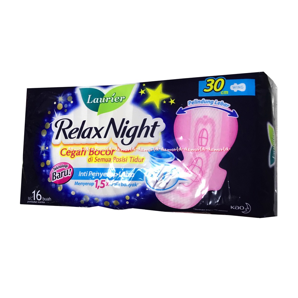 Laurier Relax Night Wing 16pcs Pembalut Wanita Panjang Untuk Malam Hari 30cm Wings