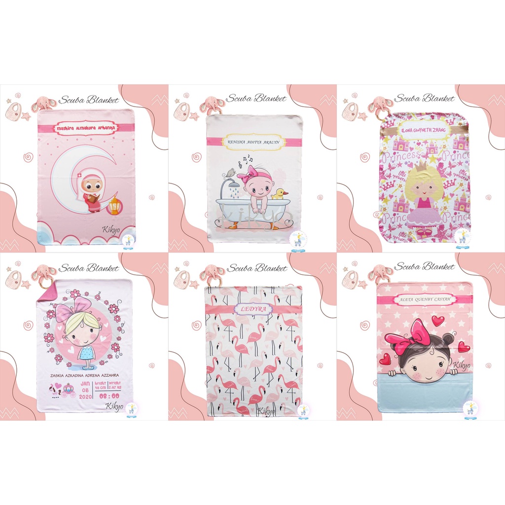 Selimut nama bayi  / selimut bayi / selimut anak cewe / selimut traveling / baby blanket scuba blanket / selimut anak perempuan / custom blanket / kado lahiran / kado bayi perempuan/ kado bayi lahir / selimut bayi custom nama