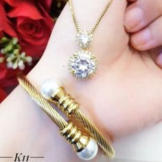 Titanium Set Kalung dan Gelang Wanita P7763