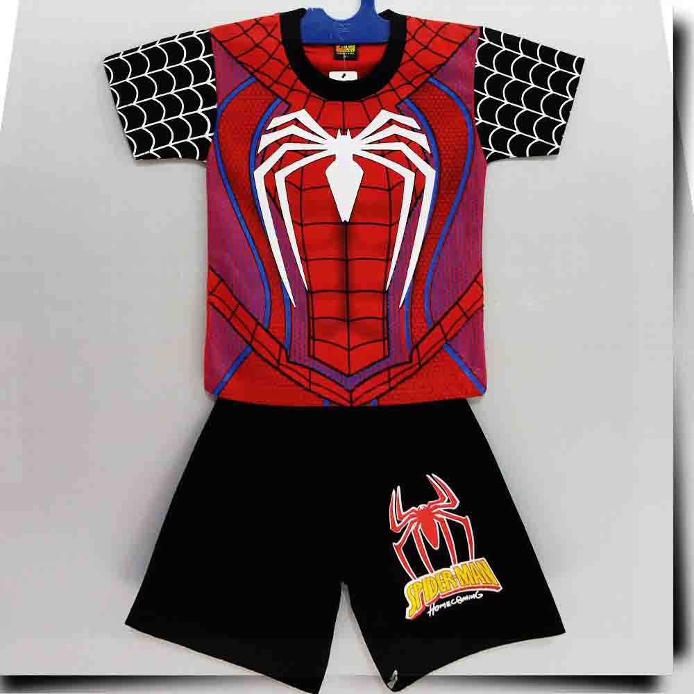 MKids88 - Baju Setelan KAOS Anak SPIDERMAN Aneka Motif SUPERHERO