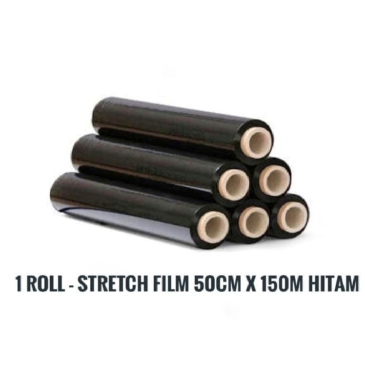 STRETCH FILM 50CM X 150M HITAM PLASTIK WRAPPING PLASTIC WRAP PACKINGAN