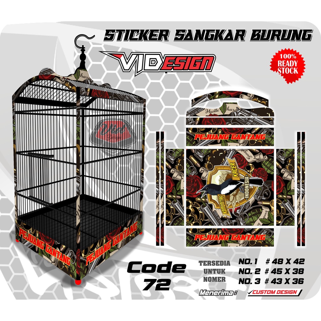 Stiker kandang kacer cucak ijo No. 1 2 3 Decal Sangkar Kotak oriq jaya