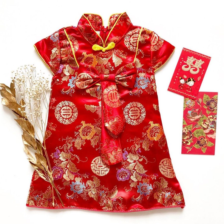 baju CHEONGSAM Dress IMLEK anak bayi perempuan 3 4 5 6 7 8 9 10 11 bulan 1 2 3 tahun