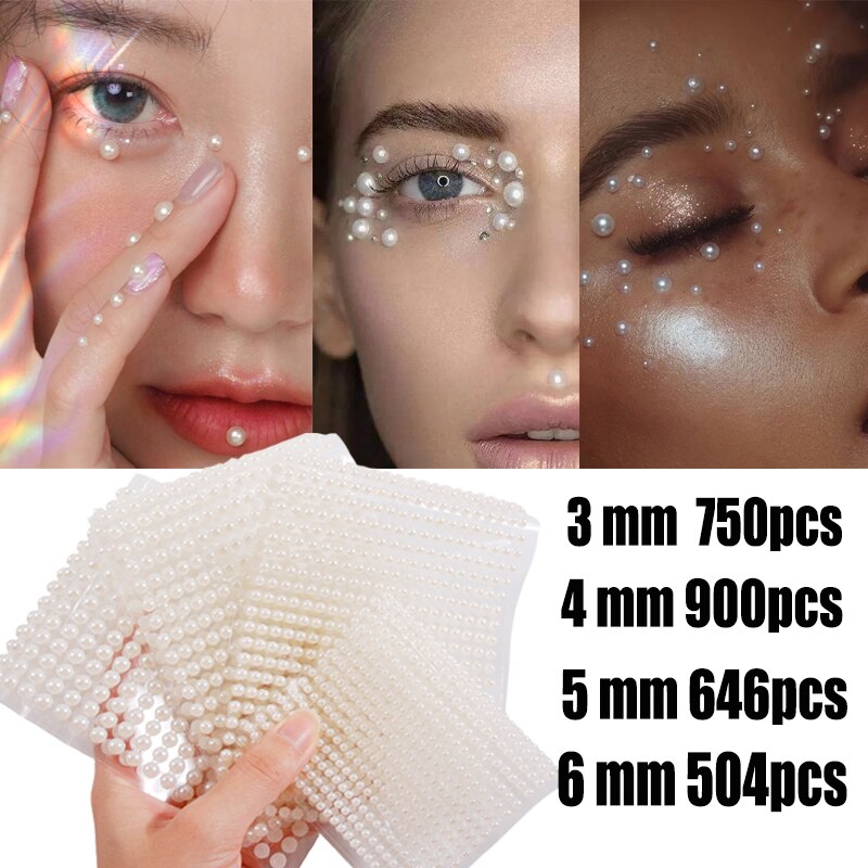 3D Pearl round stickers eyes face Diamond sticker accessories nail stickers DIY Decoration