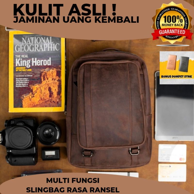 Tas selempang waistbag slingbag pria branded kulit asli original ammar