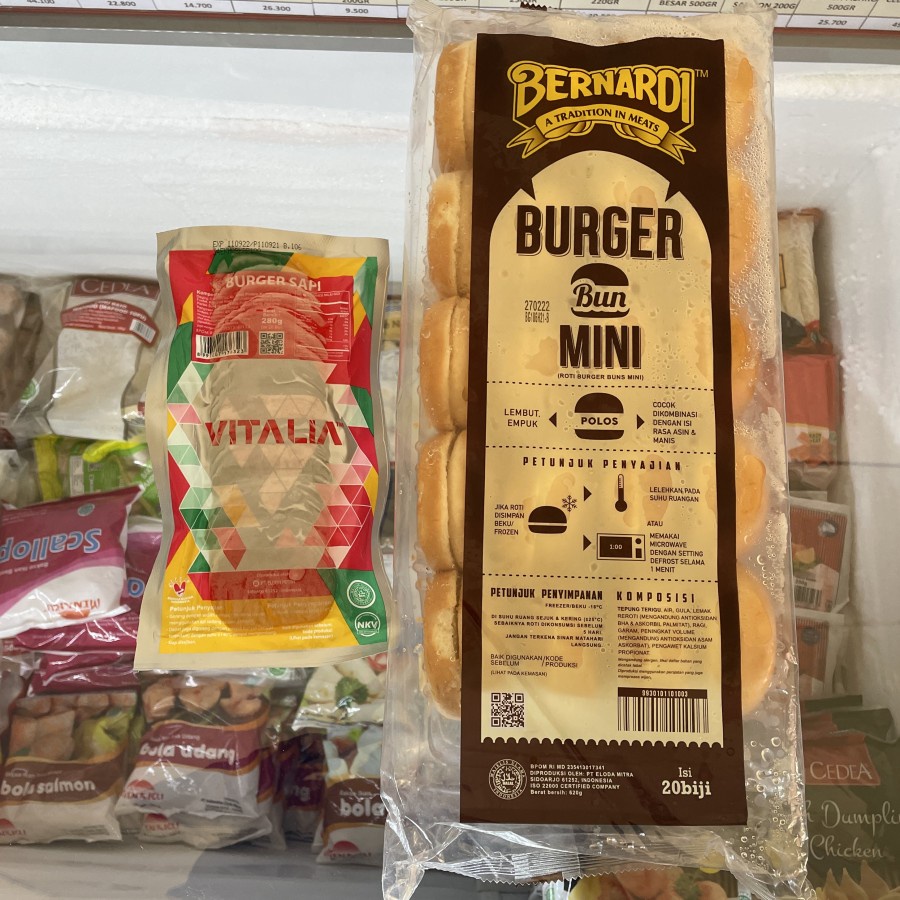 [Paket] Roti Burger Mini Bernardi 20pcs dan Vitalia Burger Beef 20pcs